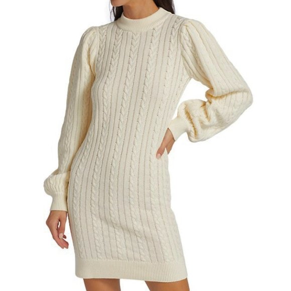 Cotton Sweater Dress Cable-knit Open Back Dress - NWT Size L {Fit is like siz M) - Picture 4 of 15